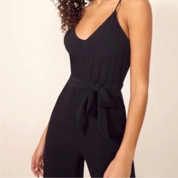 Reformation Milly Black Jumpsuit with Belt Size: XS - Picture 3 of 6